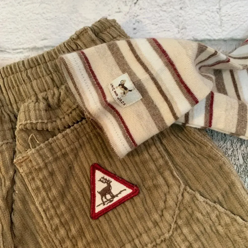 JANIE AND JACK Boy’s 2 Piece Turtleneck Onesie and Corduroy Pants / Size: 3-6 Mo